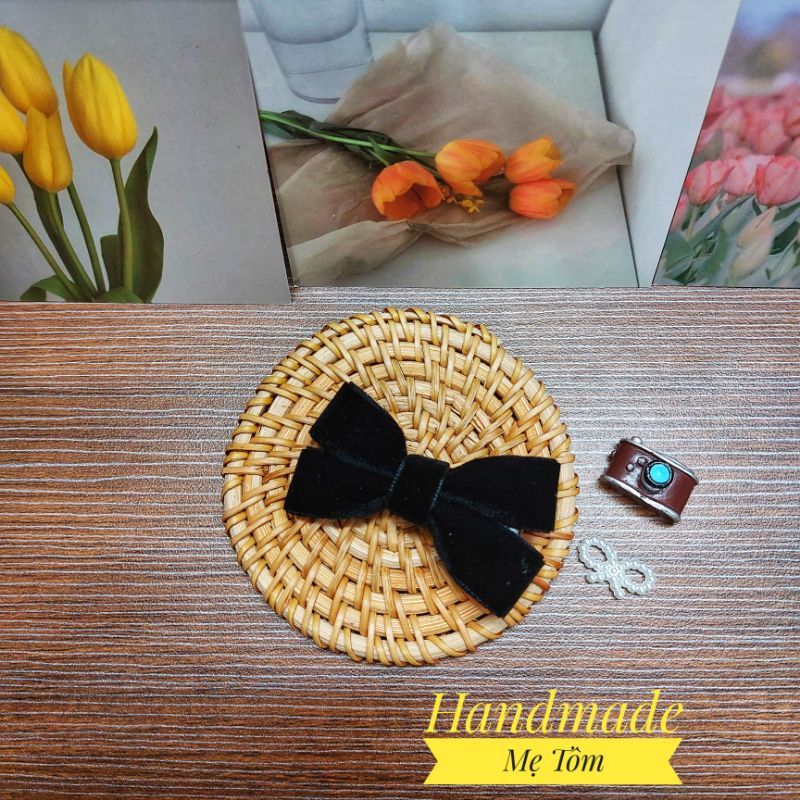 1 chiếc kẹp tóc nơ nhung handmade cho bé gái,bạn gái,handmade Mẹ Tôm