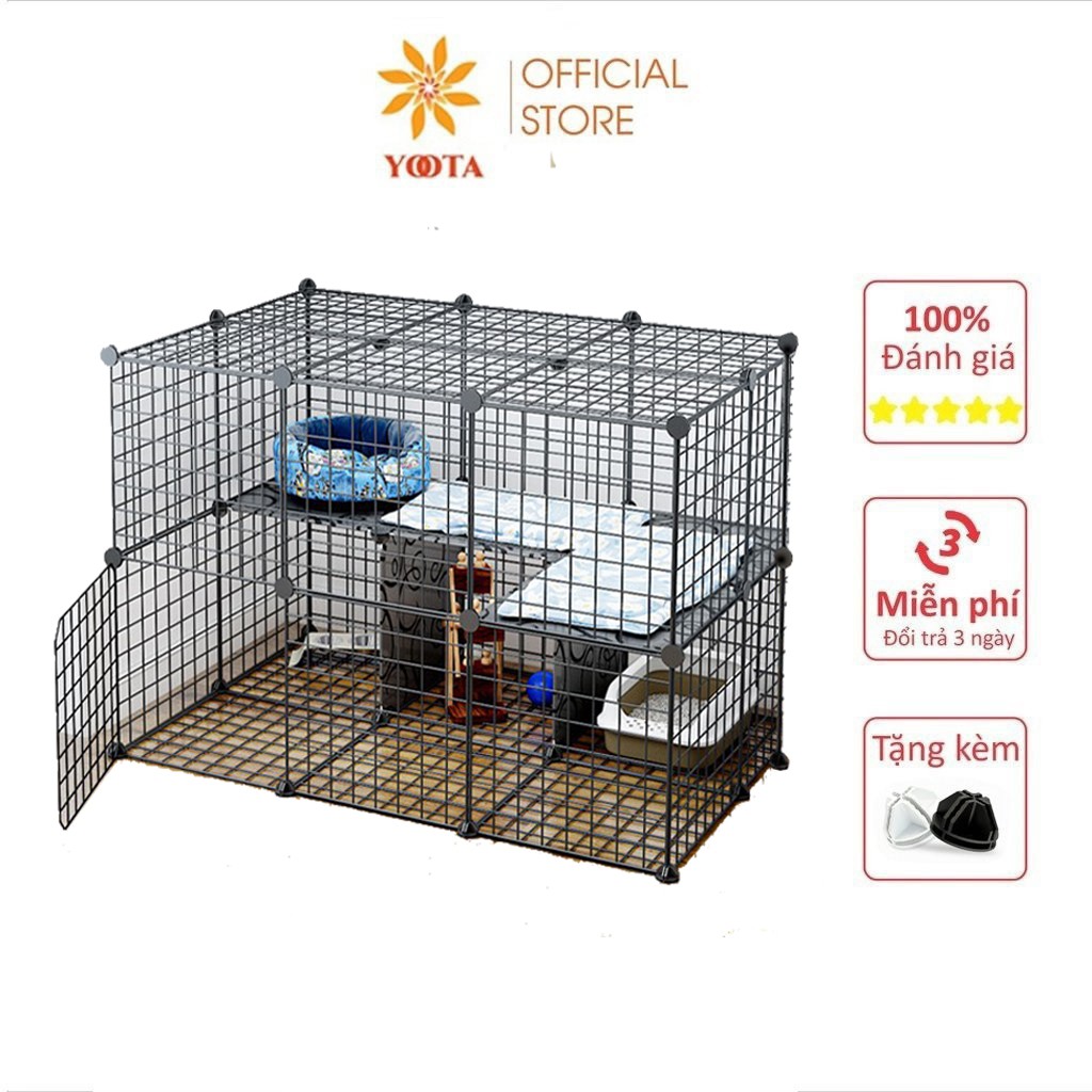 Combo 32 Miếng Ghép Quây Chuồng, Tấm Lưới Sắt Lắp Ghép Chuồng Quây Thú Cưng Chó Mèo Hamsters