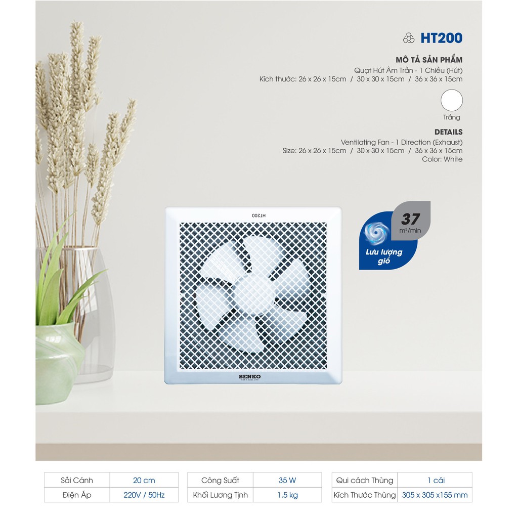 Quạt hút âm trần Senko HT200