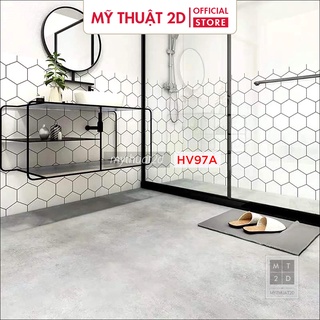 Set 1 mét dài decal gạch bông màu trắng hình lục giác