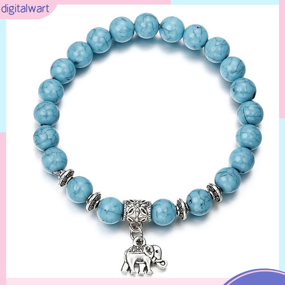 Vòng tay chuỗi hạt họa tiết chú voi may mắn co giãn vừa tay