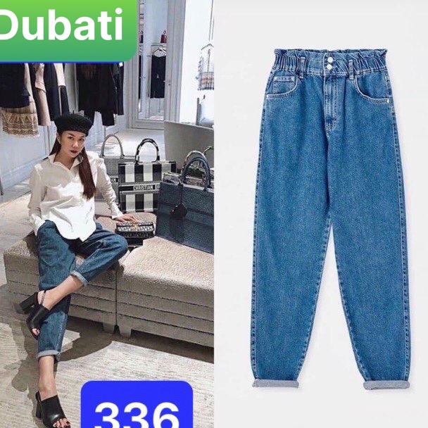 QUẦN JEAN BAGGY NỮ CHẤT BÒ XANH LƯNG THUN CẠP CHUN 2 CÚC LƯNG CAO NÂNG MÔNG HOT MÙA HÈ - DB-336 - DUBATI FASHION
