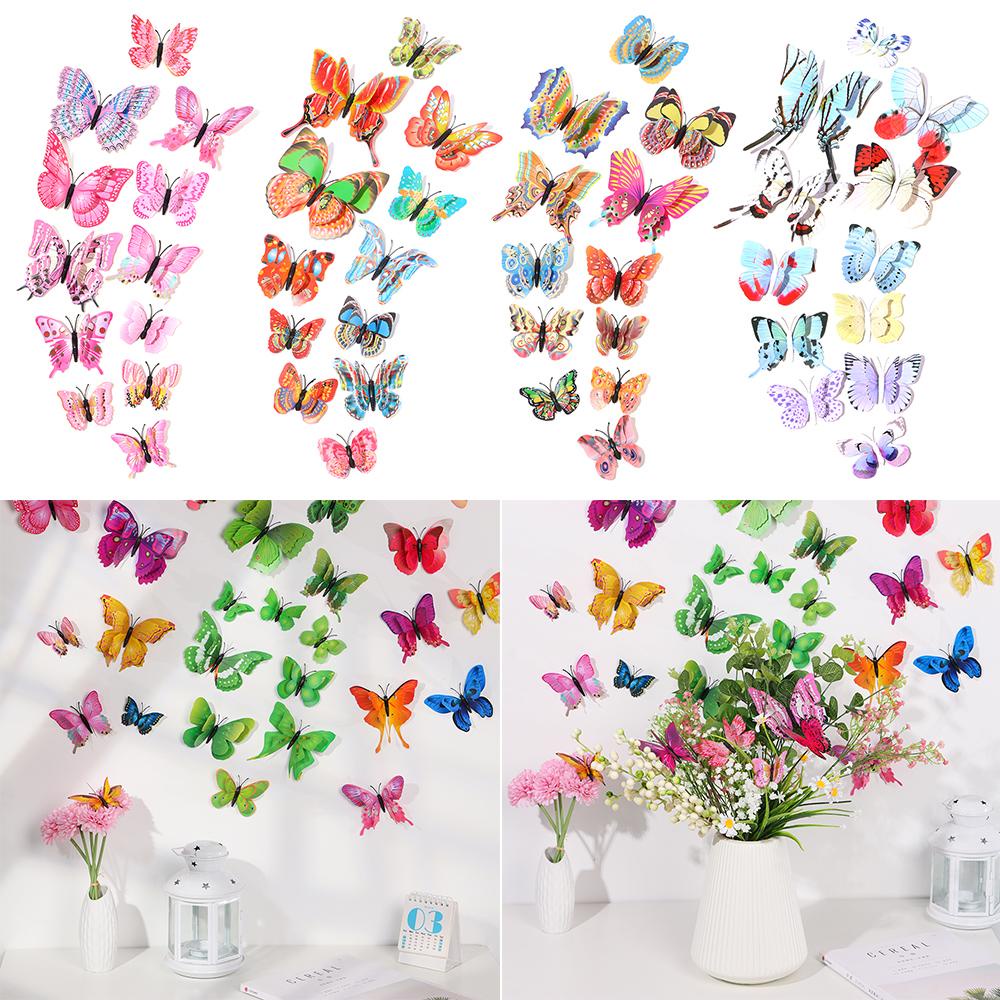 Sticker Dán Tường Họa Tiết Hình Con Bướm Nhiều Màu Sắc Dùng Trong Trang Trí Phòng Ngủ