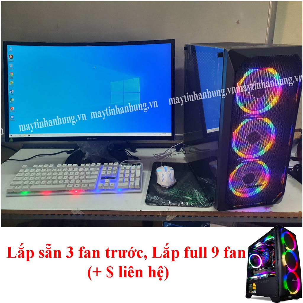 Bộ máy tính Game MỚI nhất intel 10th-2023 màn 24 SamSung CONG Pubg Lol CF Fifa Gata5 All game...