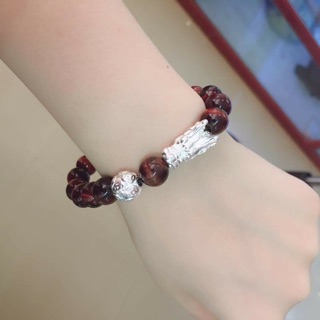 Vòng tay mix charm bạc đá mắ mắt hổ( 3 mẫu) có feedback