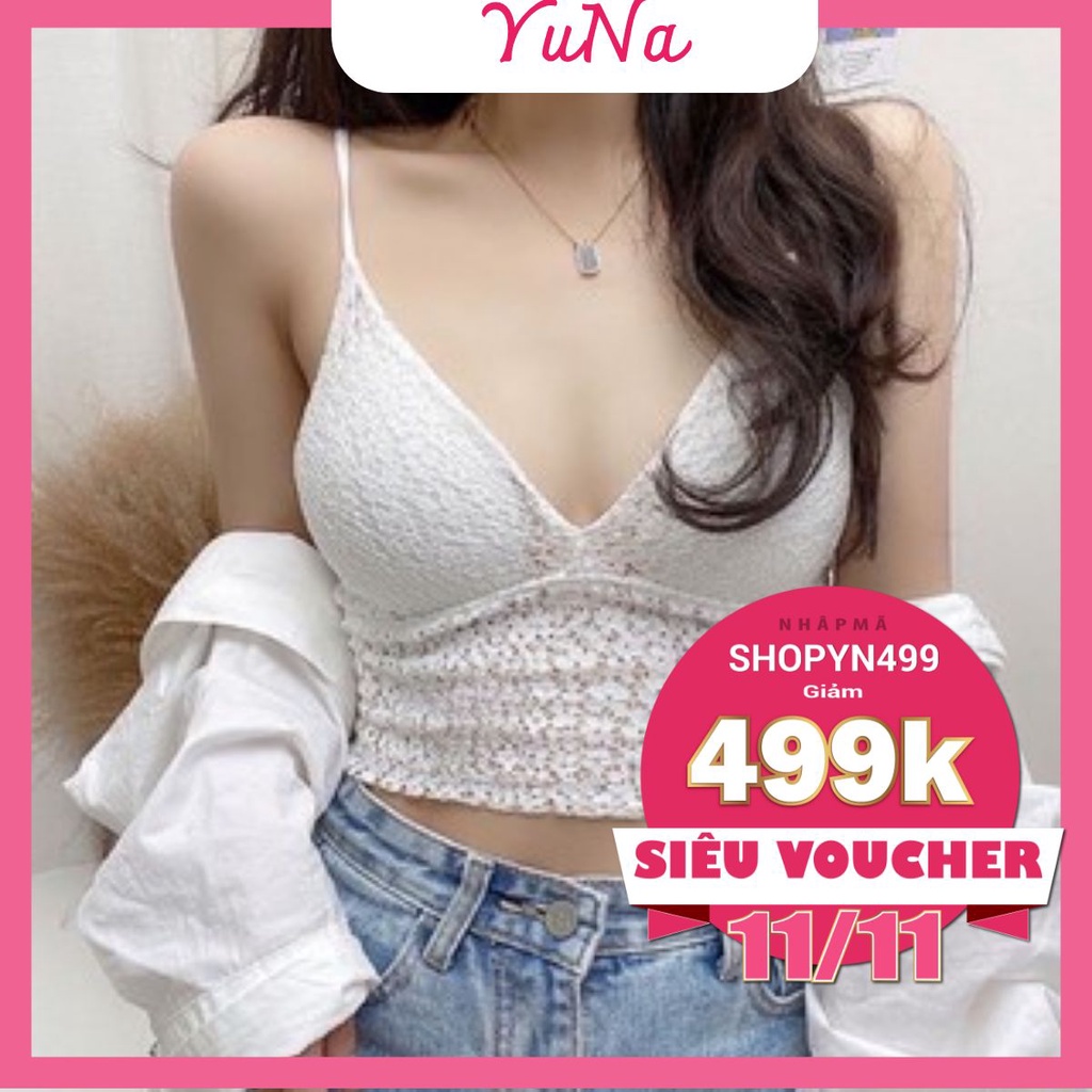 Áo bra hai dây Maika ren hoa có đệm mút lưng chun co dãn siêu sang chảnh | BigBuy360 - bigbuy360.vn