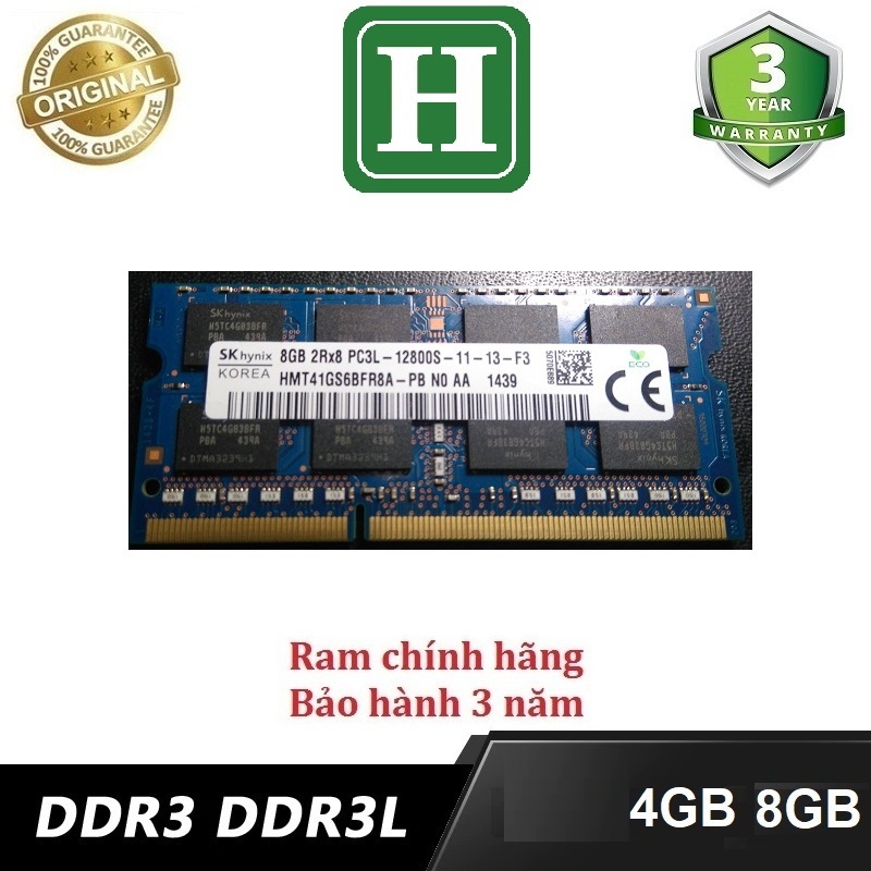 Ram laptop DDR3L 4Gb, 8Gb bus 1600, 1333 và các loại khác, bảo hành 3 năm