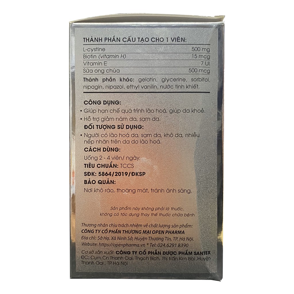 VIÊN UỐNG L-CYTINE SANTEX PHARMA - HẠN CHẾ QUÁ TRÌNH LÃO HÓA