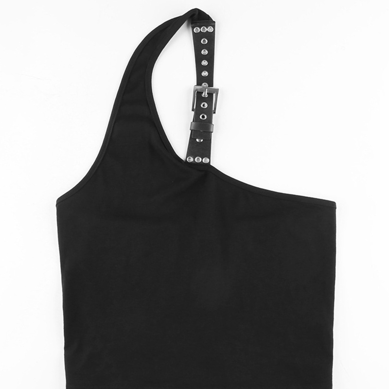 Áo Croptop Giả Da Phối Nút Cài Thời Trang Cho Nữ