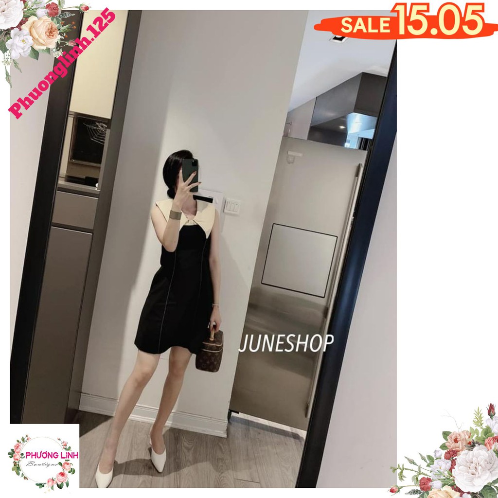 VÁY ĐEN PHỐI CỔ NƠ CHẠY CHỈ SÁT NÁCH | BigBuy360 - bigbuy360.vn