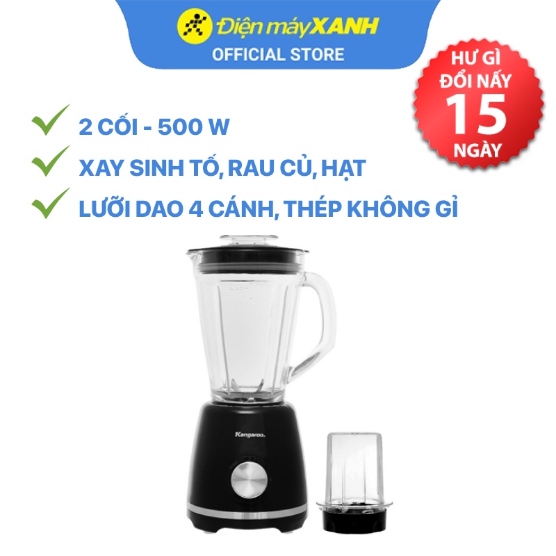 Máy xay sinh tố Kangaroo KG2B9 1.5 lít 500W xay sinh tố, rau củ, hạt - Chính hãng BH 24 tháng