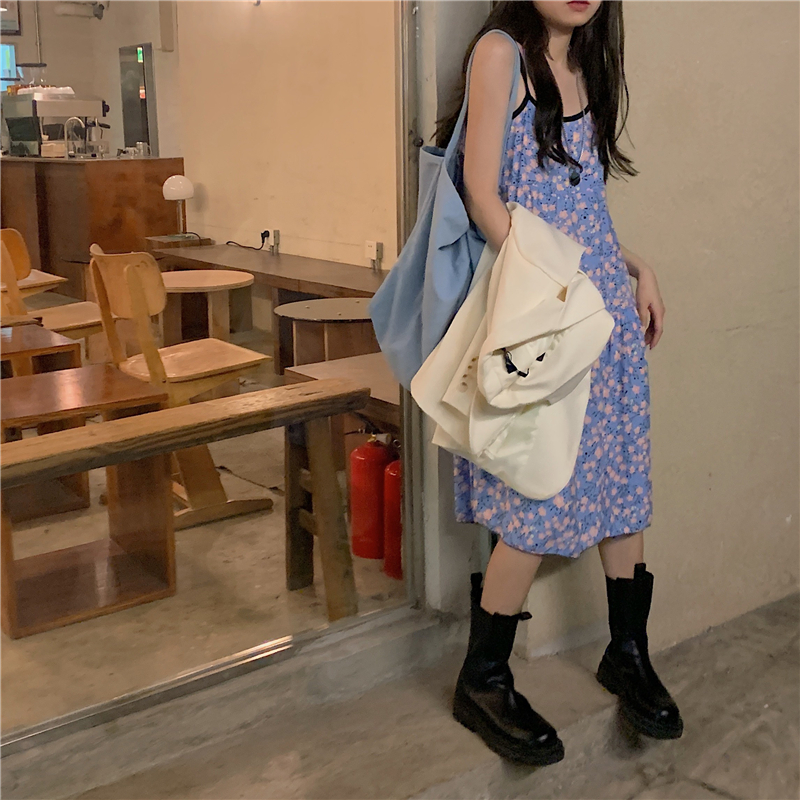 đầm ulzzang Hoa Hai Dây Phong Cách Retro Hàn Quốc Nữ Tính | BigBuy360 - bigbuy360.vn