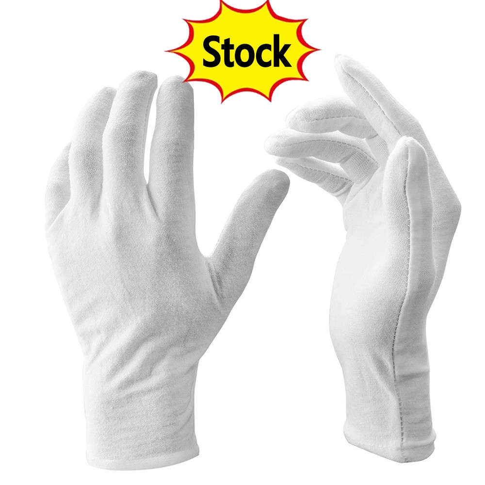 Găng Tay Cotton Trắng Mềm Mại Thoải Mái Thoáng Khí Đa Ứng Dụng Cho Nam Nữ