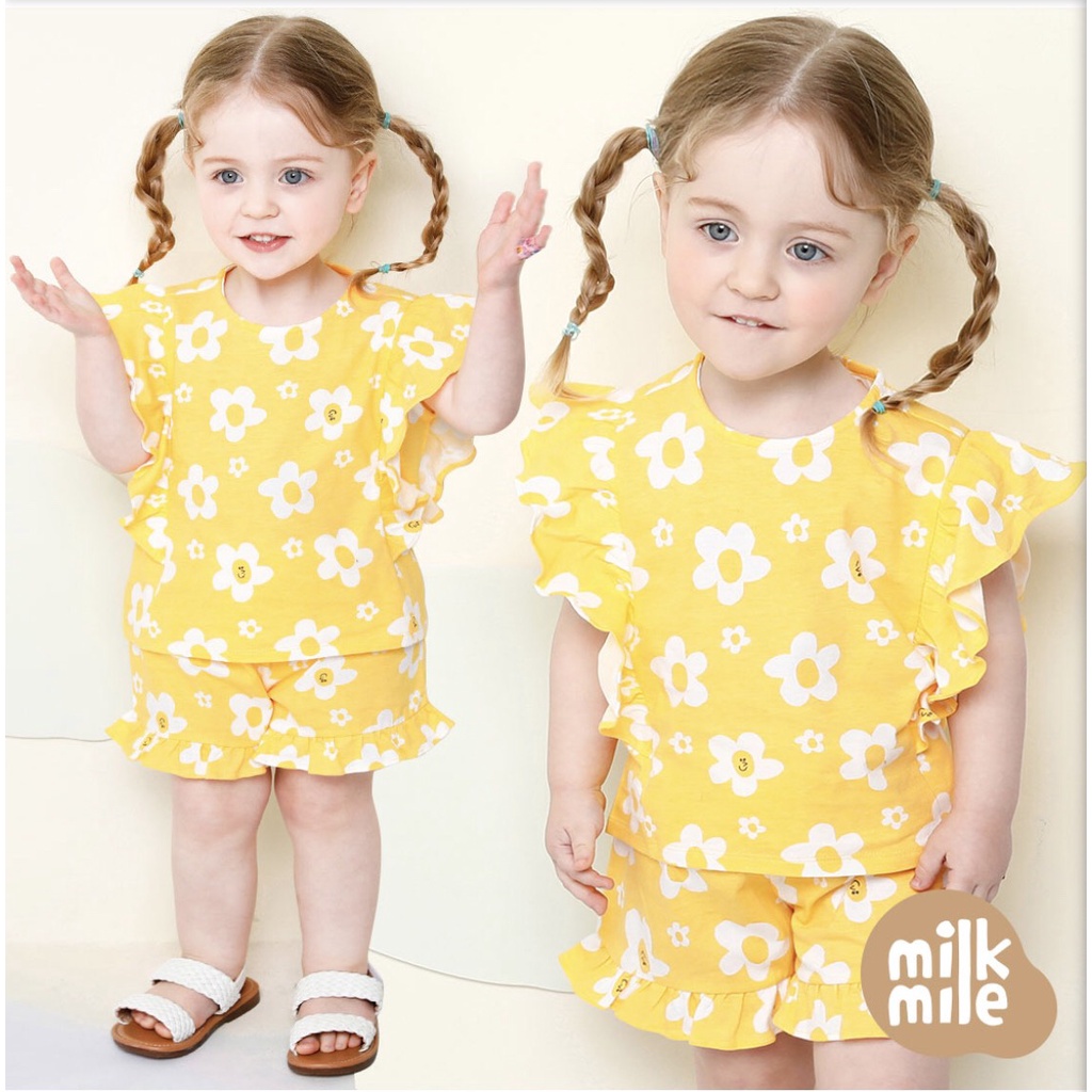 Bộ cotton hoa bèo dọc bé gái MM. HA3014