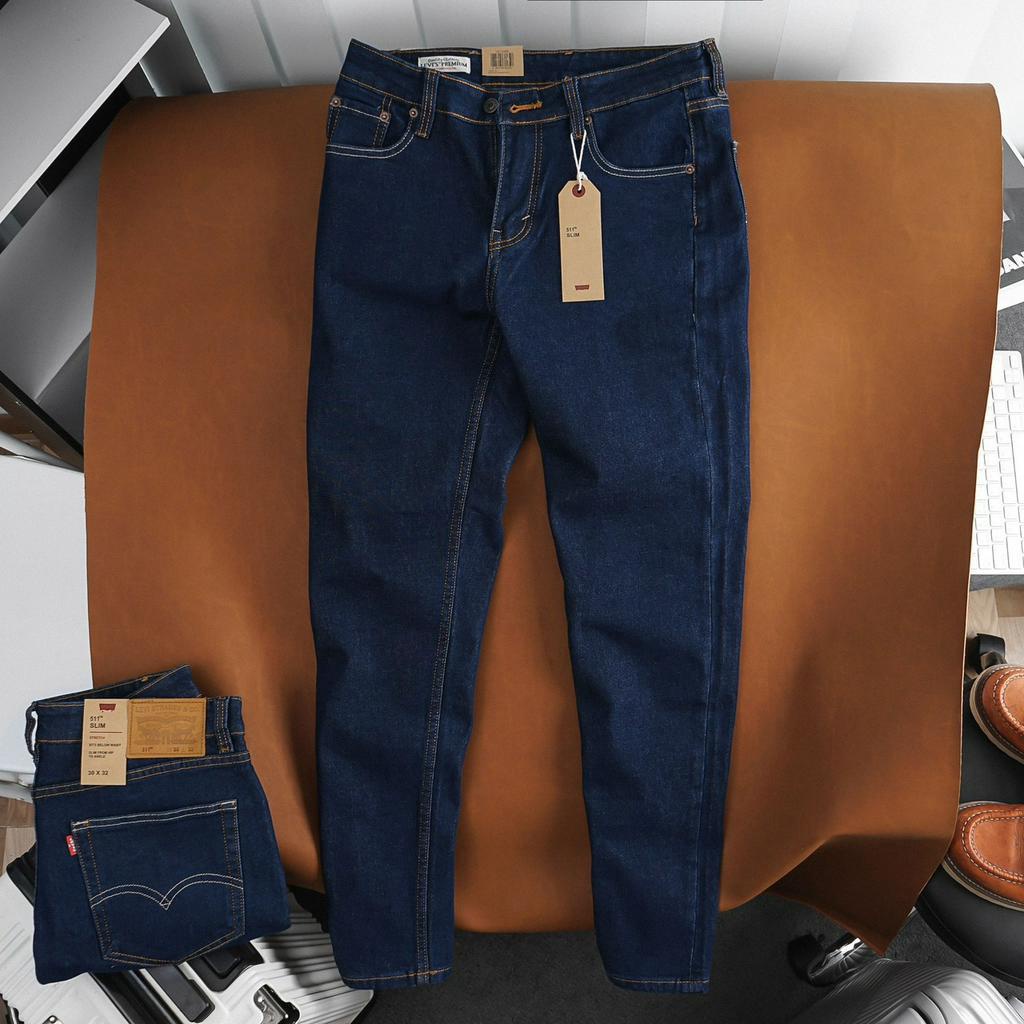 Quần Jean L-e-v-i----s 5-1--1 chuẩn form slimfit ống suông vải chính phẩm dày dặn có thun co dãn
