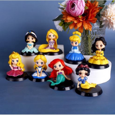 phụ kiện trang trí bánh kem sinh nhật [FREESHIP❤️] 8 công chúa nhựa đặc siêu đẹp