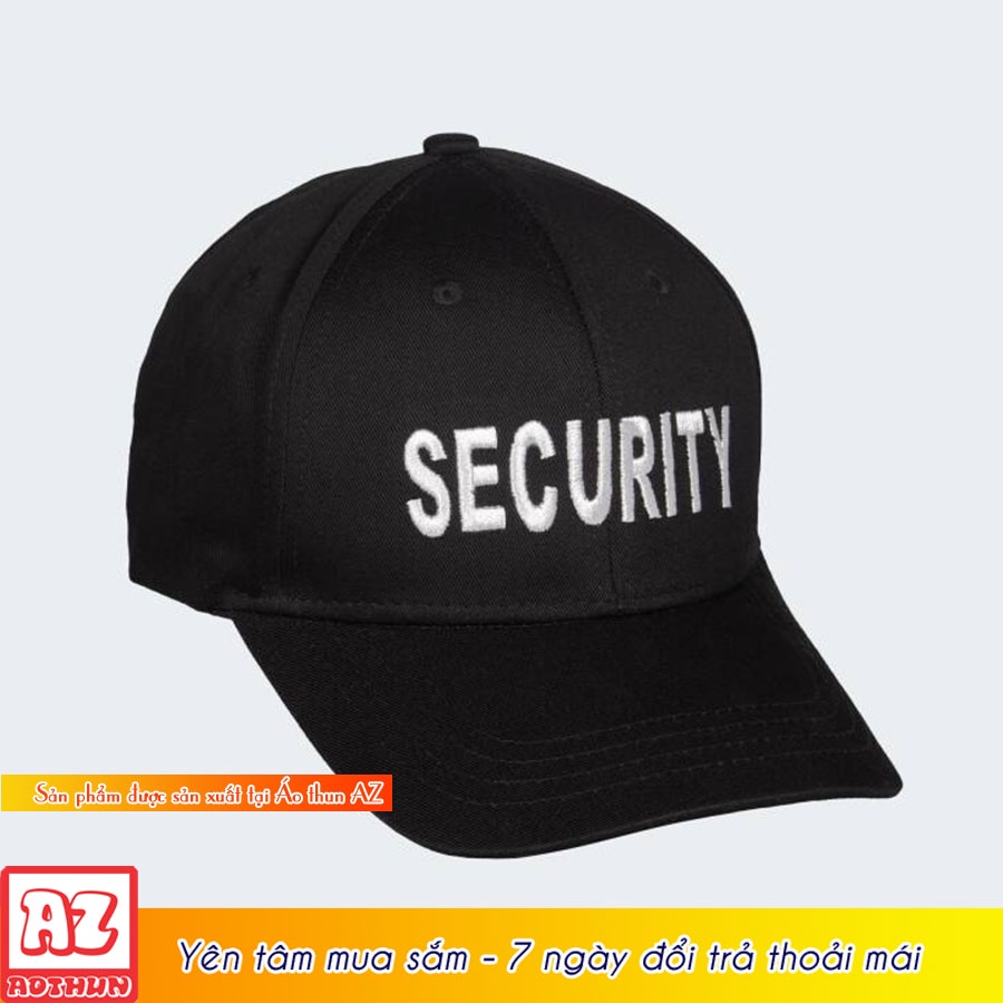 Nón kết nam vải kaki màu đen thêu chữ Security - Mũ lưỡi trai MT365