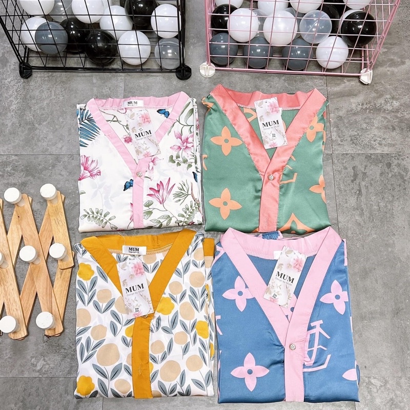 Đồ bộ Pijama Dài Cổ V Chất Lụa Latin Cao Cấp