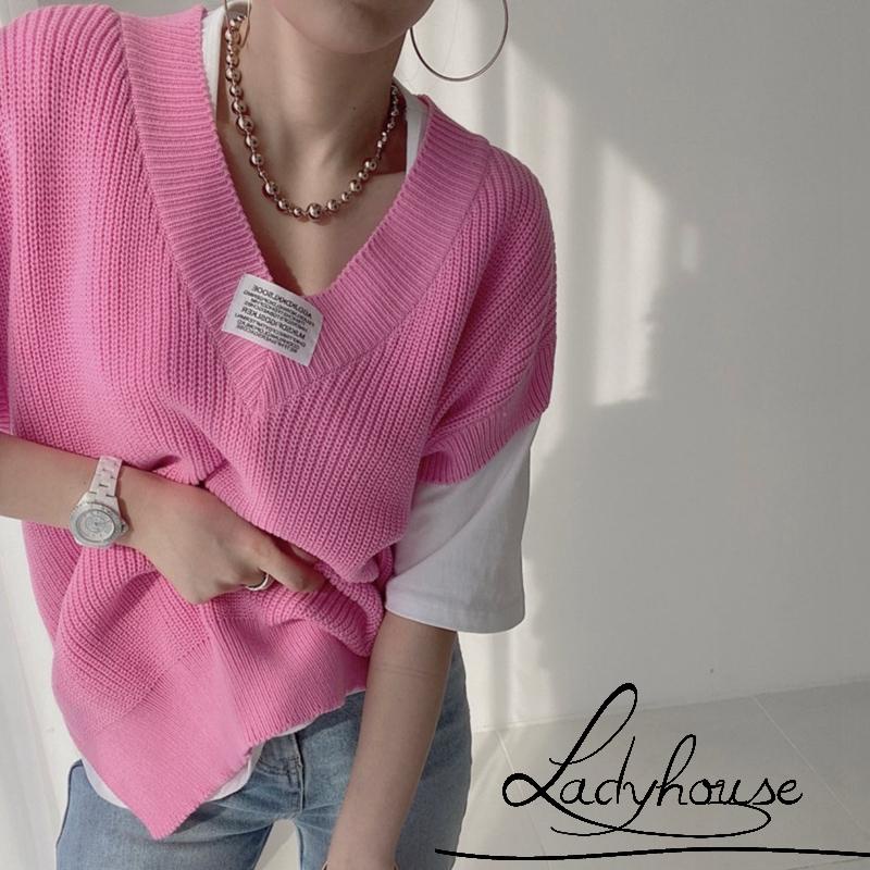 Ld-áo Dệt Kim Sát Nách Dệt Kim Cổ Chữ V Thêu Họa Tiết Chữ Cho Nữ Màu Hồng / Xám / Đen / Be