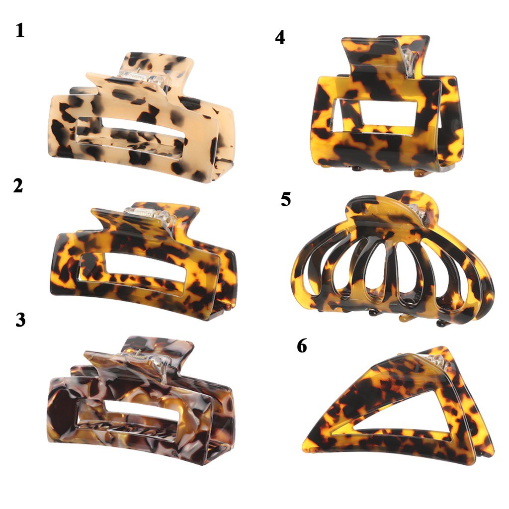 XIANSTORE Women Tortoise Claw Ponytail Holder Hair Clip Acrylic Rectangle Leopard Print Non-Slip Strong Hold Barrette Long Hair