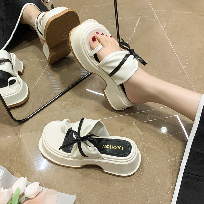 Dép Sandal Đế Dày Trang Trí Nơ Thời Trang Mới