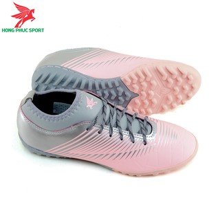 GIÀY ĐÁ BÓNG SÂN CỎ NHÂN TẠO HỒNG PHÚC SPORT HỒNG GÓT BẠC KHÂU FULL ĐẾ