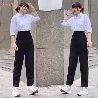 Quần tây baggy nữ lưng cao đi học làm công sở