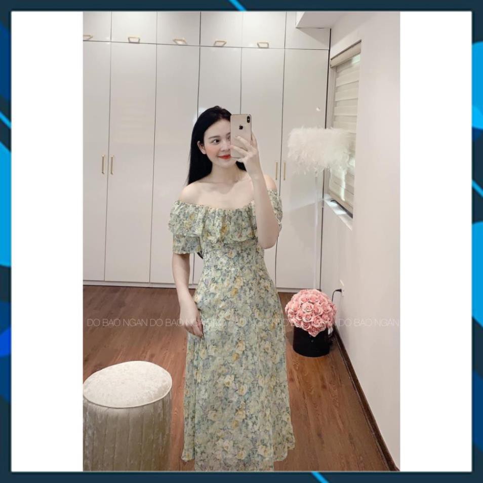 Váy Maxi Nữ, Đầm Hoa Trễ Vai Bèo Nhún Tầng Chất Voan Lụa 2 Lớp Mềm Mịn Cực Xinh. . | BigBuy360 - bigbuy360.vn