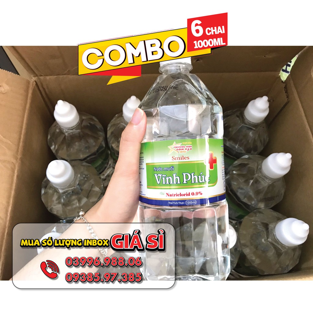 COMBO 3 CHAI - COMBO 6 CHAI Nước muối Vĩnh Phúc 1 CHAI (1000ML) - súc miệng hàng ngày