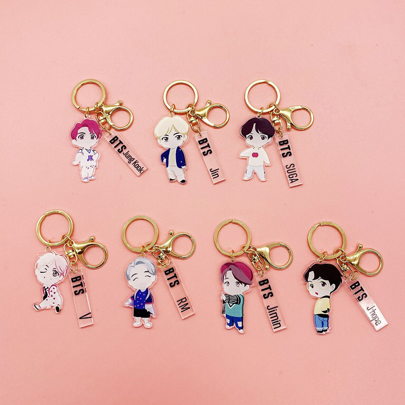 [Ready Stock] Kpop Bts Album Keychain Cartoon Q Version Acrylic Keyring Car Key Ring Schoolbag Pendant Accessories