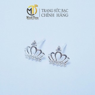 Bông tai, khuyên hoa tai nữ vương miện bạc đẹp , trang sức bạc phong cách Hàn Quốc Minh Thoa JEWELRY