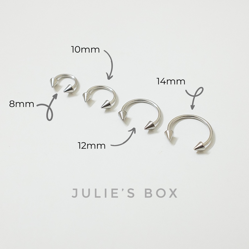 [1 Chiếc] Khuyên Tai Titan Unisex Chữ U Đầu Nhọn Màu Bạc Không Gỉ Sét Không Ngứa Bông Tai Julies Box 66