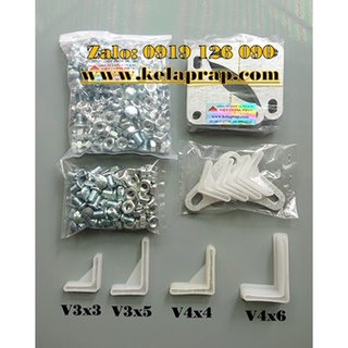 Combo số 2: gồm 60 bộ ốc kệ + 12 Ke góc + 6 đế lót chân V3x3.