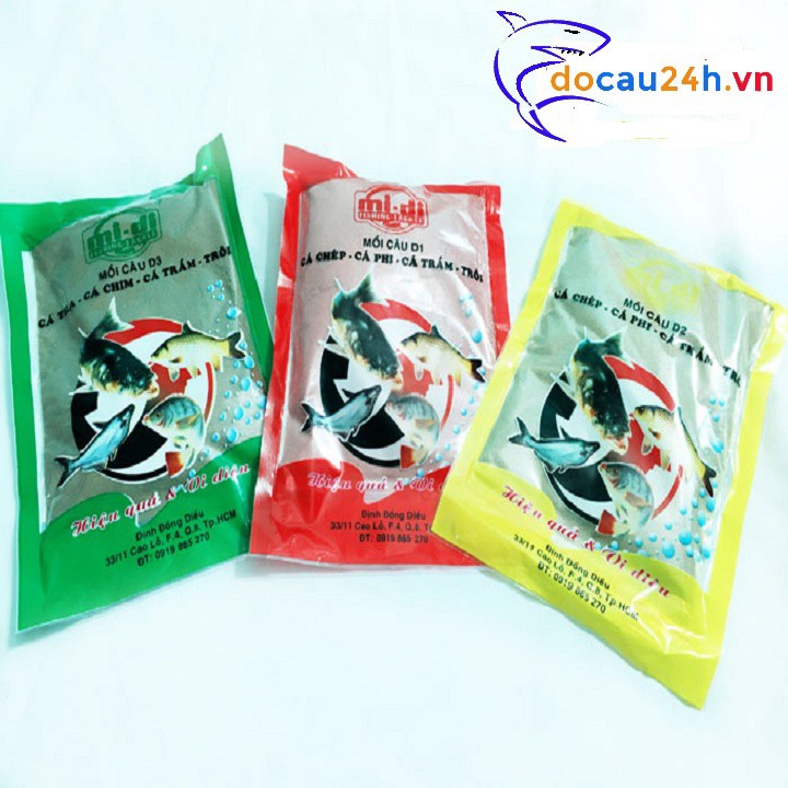 Combo 3 bịch mồi câu cá Vi Diệu D1,D2,D3