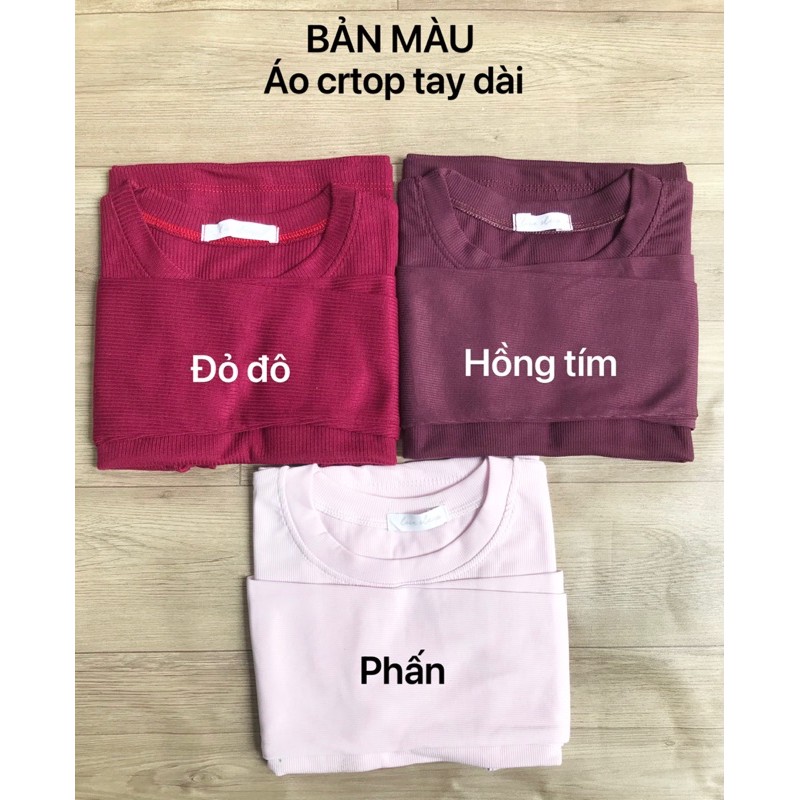 [ 10Màu HOTT ÁO CROPTOP TAY DÀI THUN GÂN CAO CẤP | BigBuy360 - bigbuy360.vn