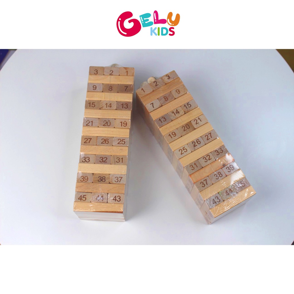Bộ đồ chơi rút gỗ 48 thanh kèm xúc xắc GELU KIDS trò chơi giải trí rèn luyện khéo léo cho bé
