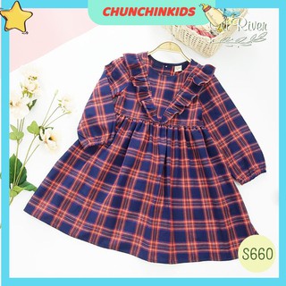Váy bé gái kẻ caro chất vải thô cực mềm mát cho bé thoải mái vận động