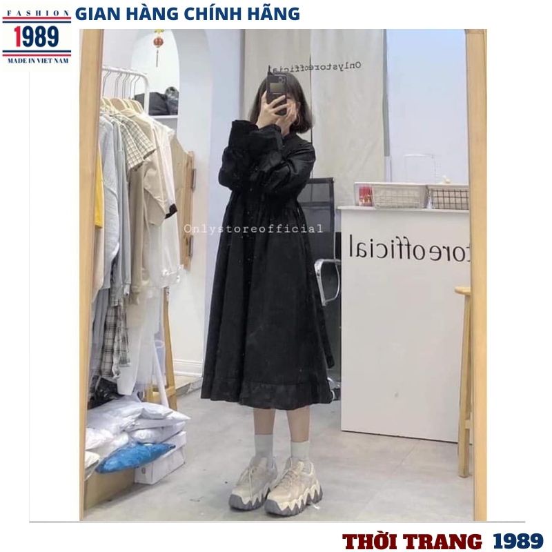 Đầm babydoll nữ cổ sen tay bồng 2 mầu đen trắng ngắn dài kiểu dáng tiểu thư bánh bèo sang chảnh ,váy nữ hàn quốc -HE1989