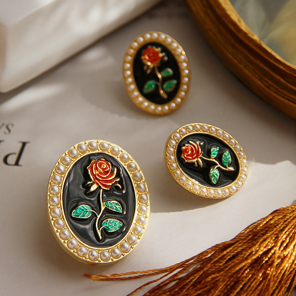 Ghim cài/Khuyên tai nữ họa tiết hoa hồng quý phái thời trang
