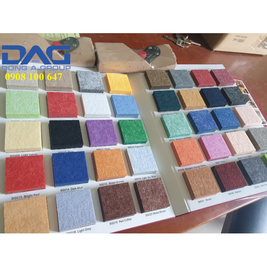 Nỉ tiêu âm  Acoustics Panels Polyester Sonic không vát góc cạnh 60x60cm Combo 8 Tấm
