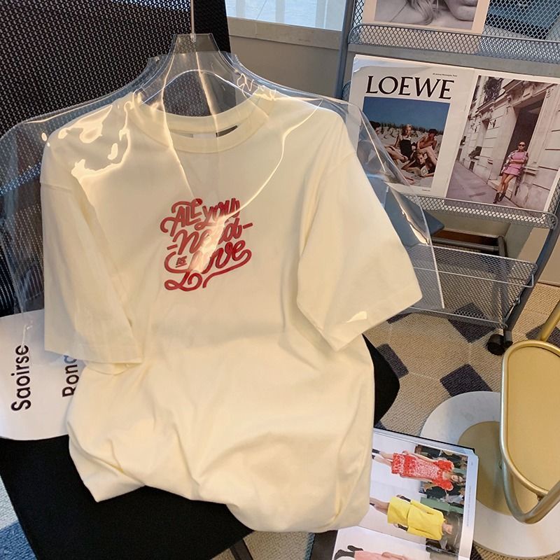 Áo Thun Nữ Tay Ngắn Dáng Rộng In Chữ Thời Trang Xuân Hè Hàng Mới