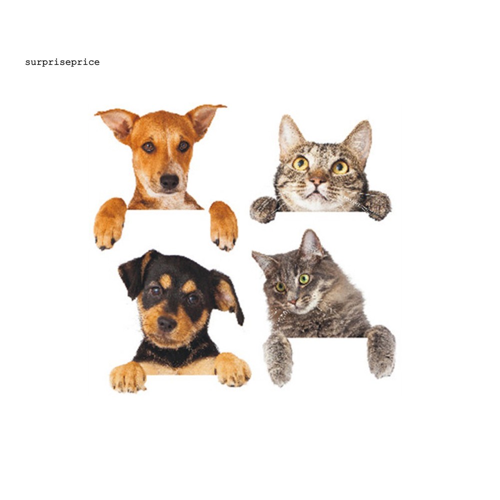 Set 4 sticker dán bảng công tắc hình mèo và cún 3D đáng yêu