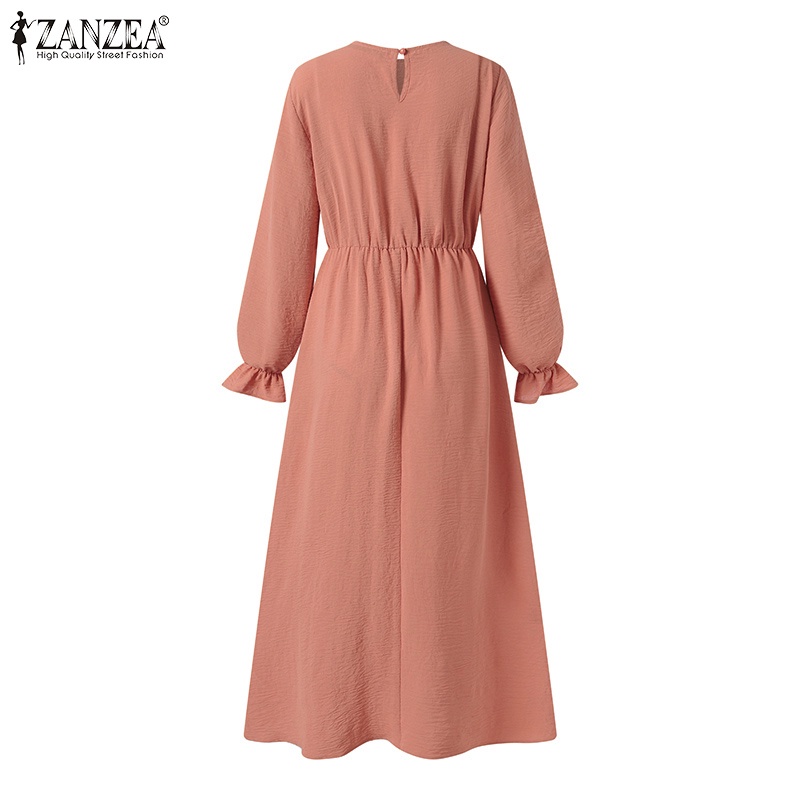 Zanzea Đầm Nữ Dài Phối Ren Phong Cách Hồi Giáo