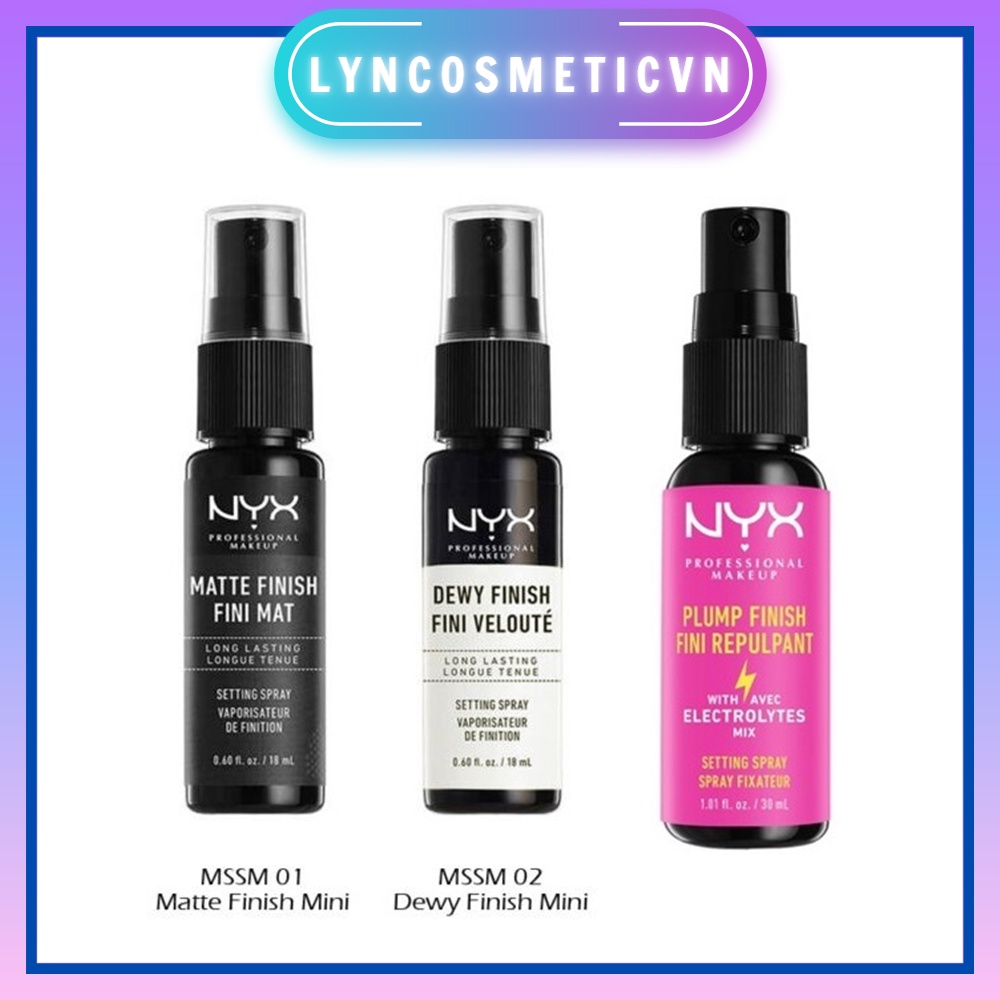 Xịt khoáng giữ và khóa lớp makeup NYX makeup Mist & Set 18ml, 30ml , 60ml