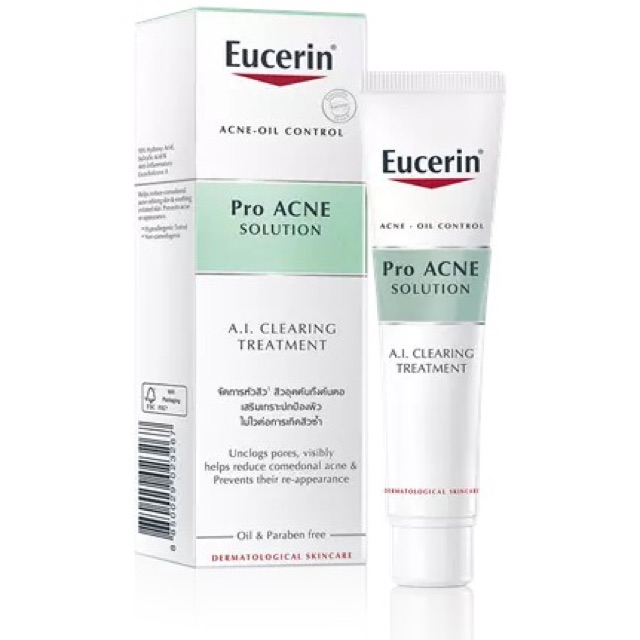 COMBO Tinh Chất Dành Cho Da Mụn Eucerin Pro ACNE Solution AI Clearing Treatment (40ml) - Gel rửa mặt Eucerin 200ml