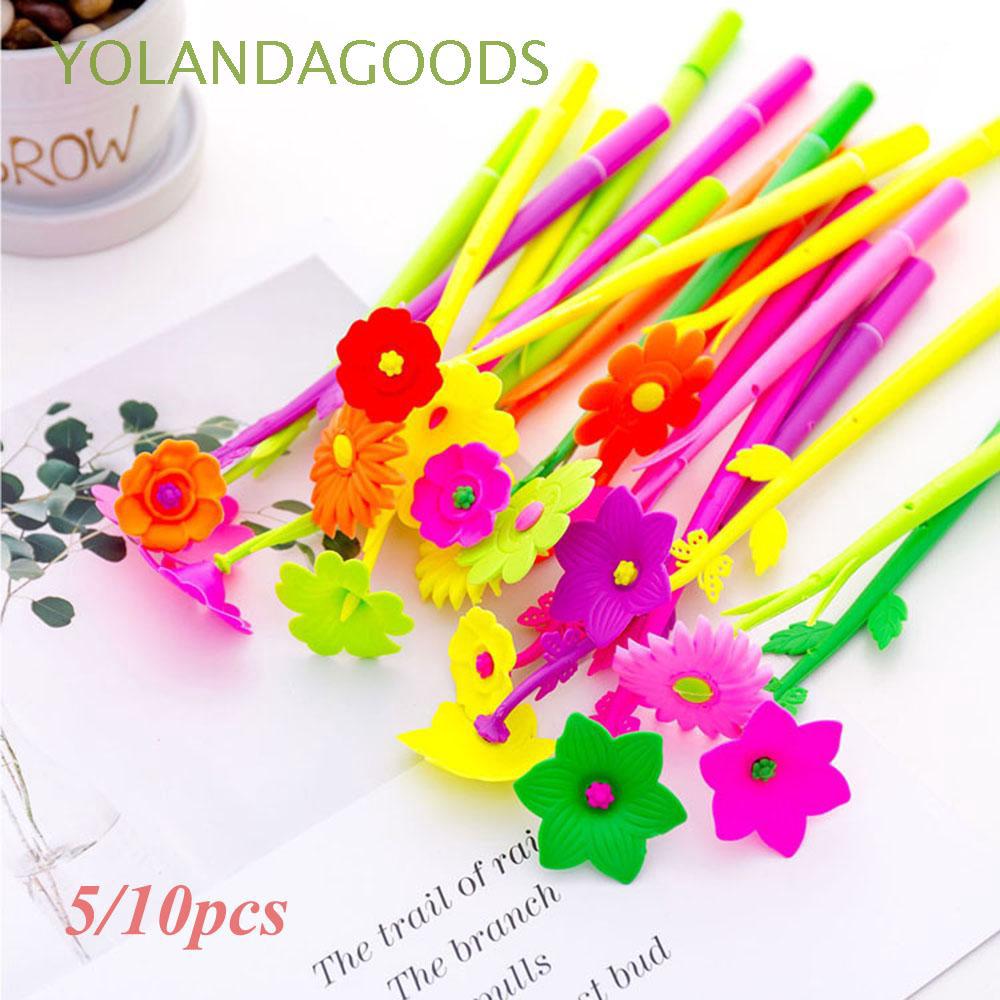 5/10pcs Color Random Signature School Colorful Stationery Writing Tool Flowers Gel Pen