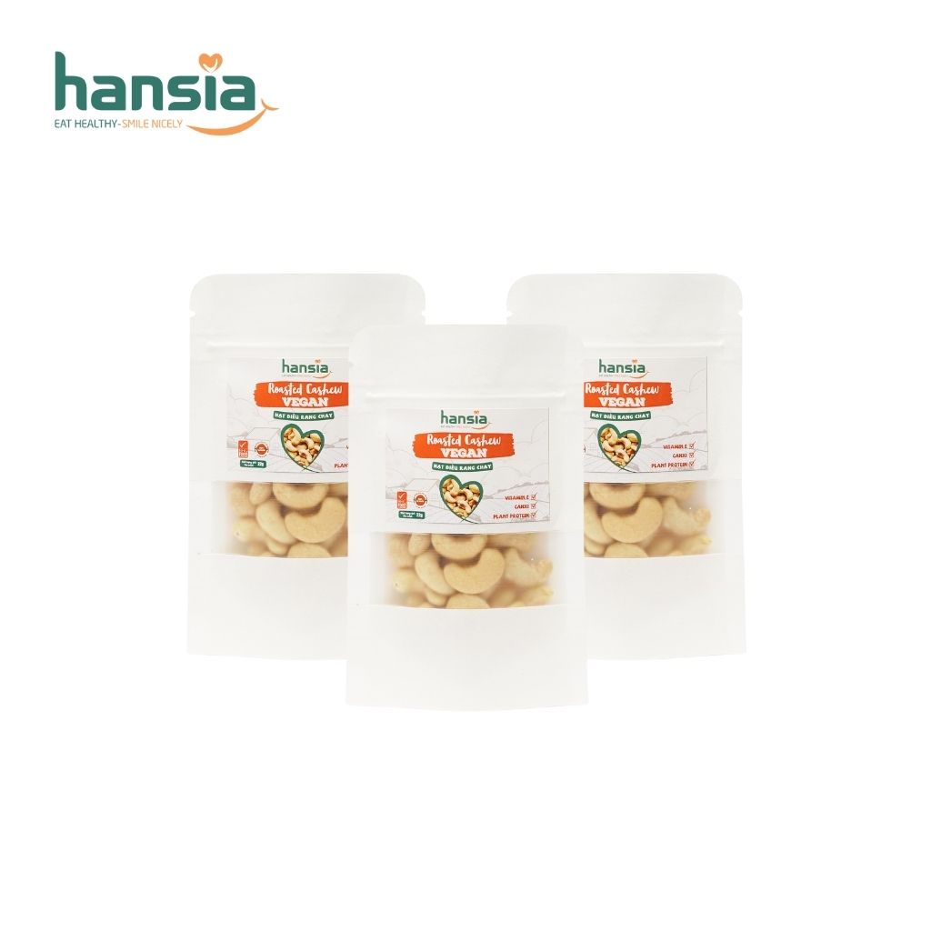 Hạt Điều Rang Chay Organic HANSIA Vị Tự Nhiên, Thơm Ngậy Hàm Lượng Dinh Dưỡng Cao Phù Hợp Cho Nhiều Lứa Tuổi Túi Zip 22g