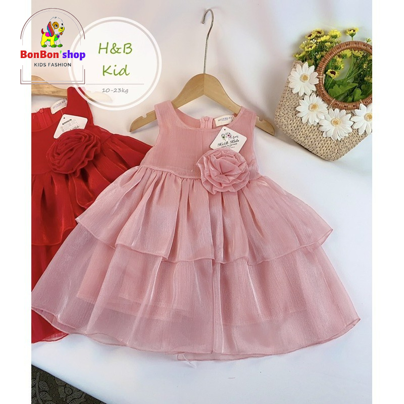 Đầm công chúa dễ thương 2 tầng cho bé gái từ 12-16kg