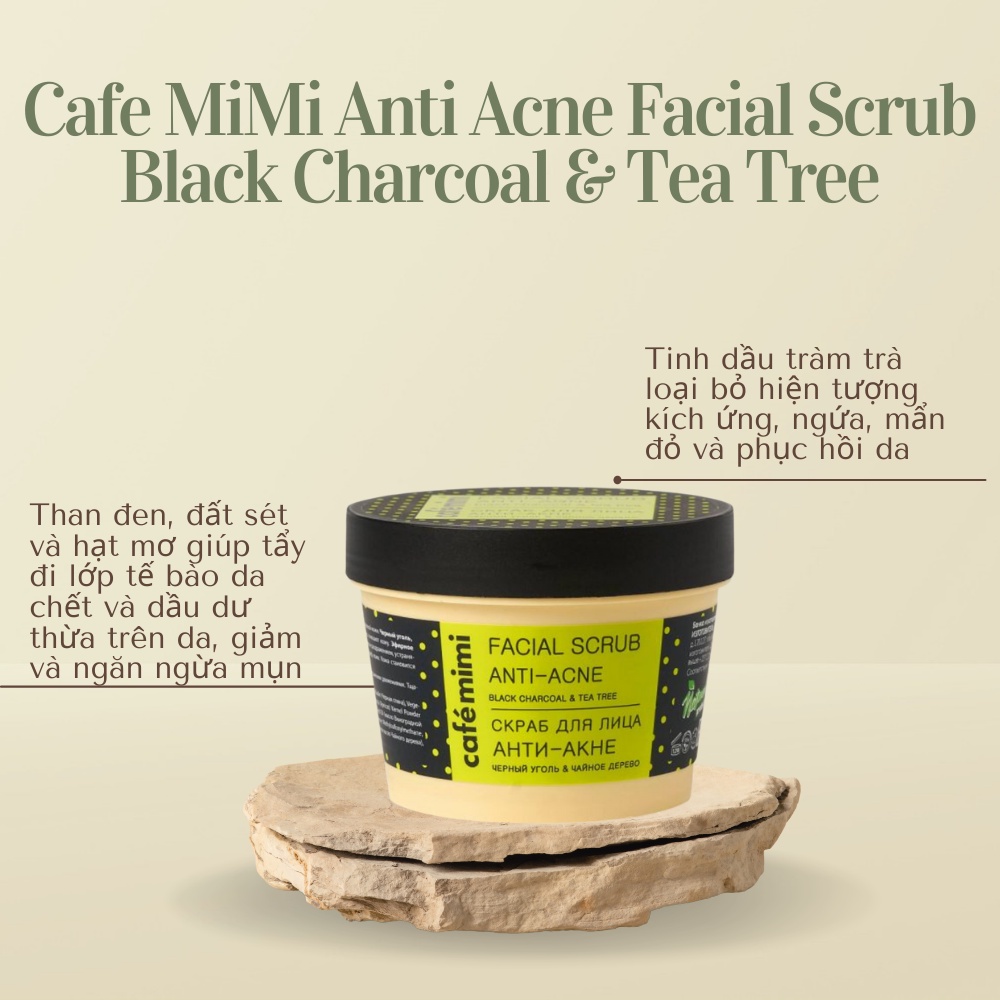 Tẩy tế bào chết Cafe MiMi Facial Scrub 110ml / Lifting Scrub Face &amp; Decollete 100ml giúp tẩy da chết cho da mặt