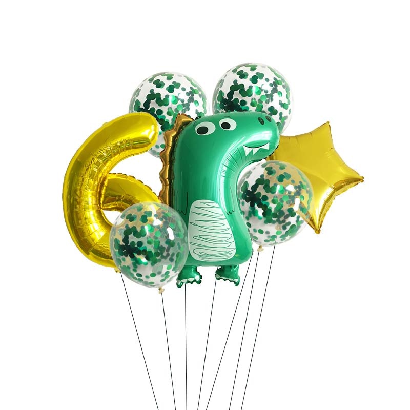 Bộ 7 Bong Bóng Hình Khủng Long 0-9 Trang Trí Tiệc Cho Bé